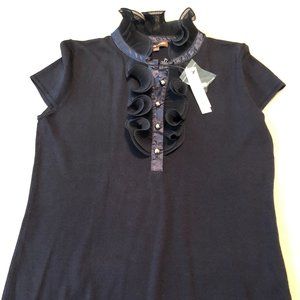 Adrienne Vittadini Sleeveless Blouse  - Navy Blue